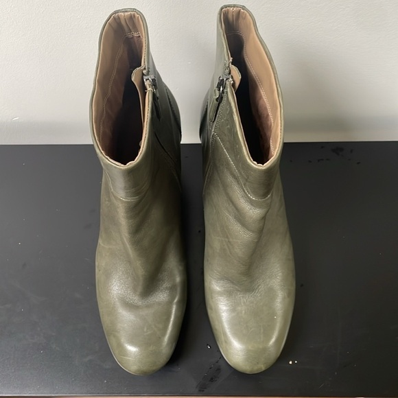 Ecco shoes platform leather boots dark green olive chunky heel booties sz 8.5 - Picture 4 of 13